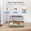 LunaLulinlk Black stainless steel high-sided cat litter box with tray, scoop, storage box, and filter pedal - 4 of 4