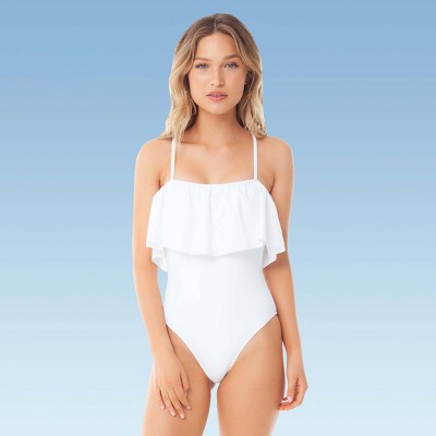 ruffle bandeau one piece swimsuit