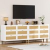 Rattan 6 Drawer Dresser for Bedroom, White Chest of Drawers with Gold Legs, Wide Dresser Organizer with Large Tabletop for Living Room Nursery - 3 of 4