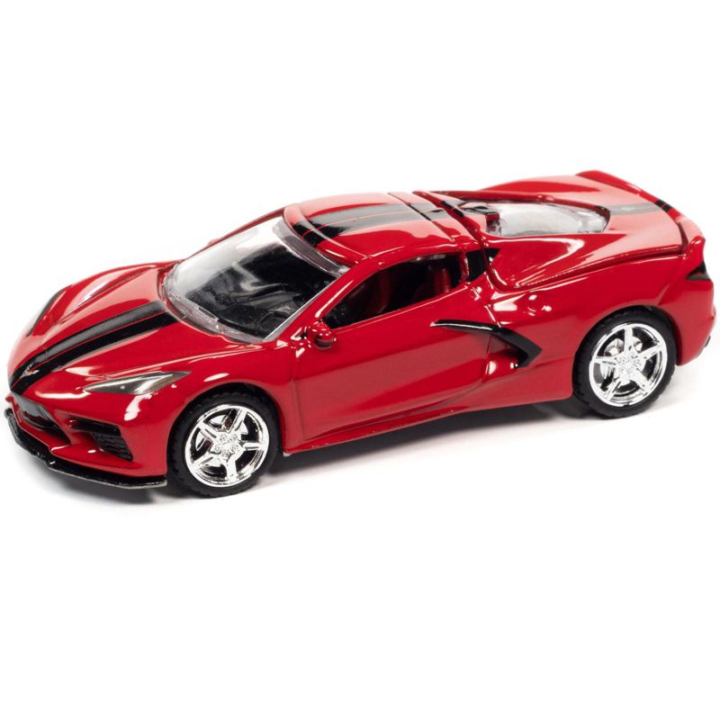 2020 Chevrolet Corvette C8 Stingray Torch Red w/Twin Black Stripes Ltd Ed to 15702 pcs 1/64 Diecast Model Car by Auto World, 2 of 4