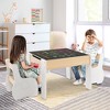 Tangkula 4-in-1 Kids Wooden Table & 2 Chairs Set w/ Storage Detachable Blackboard Drawing - 2 of 4