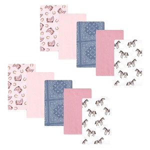 Hudson Baby Girls Cotton Flannel Burp Cloths 10-Pack, Cowgirl, One Size - 1 of 4