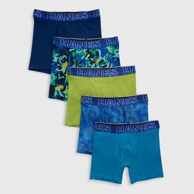 Hanes Boys' 5pk Comfort Stretch Boxer Briefs - Blue/Green