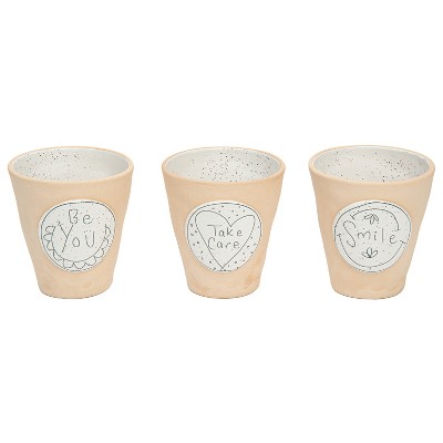 Transpac Terracotta Mindful Garden Planter Set of 3 Colorful Spring Home Decorations for Your Garden