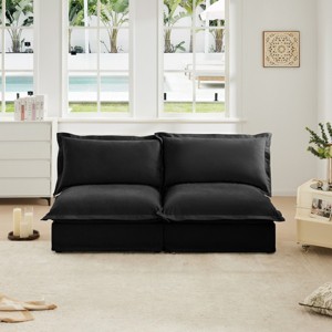 Upholstered Modular Sectional Sofa, 2 Seater Armless Sectional Sofa with Free Combination, Sectional Sofas with Chenille Fabric-Cuddlewood - 1 of 4