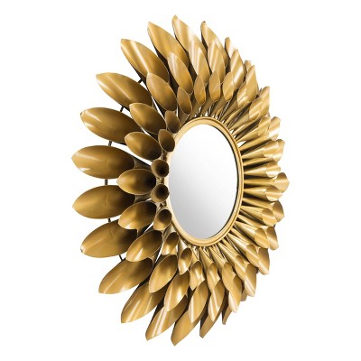 Floria Round Decorative Wall Mirror Gold - ZM Home