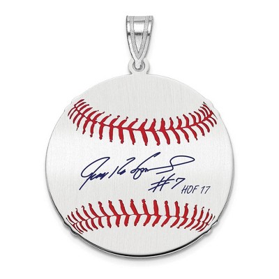 Black Bow Jewelry Sterling Silver Ivan Rodriguez Signature MD Enamel Baseball Pendant
