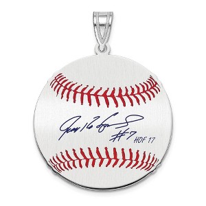 Black Bow Jewelry Sterling Silver Ivan Rodriguez Signature MD Enamel Baseball Pendant - 1 of 4
