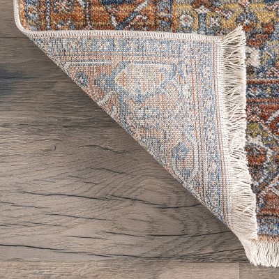 Harriet Rust Square Vintage Medallion Fringe Area Rug