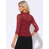 INSPIRE CHIC Women's Floral Lace Evening 3/4 Sleeves Formal Elegant Bolero Cardigan - 3 of 4