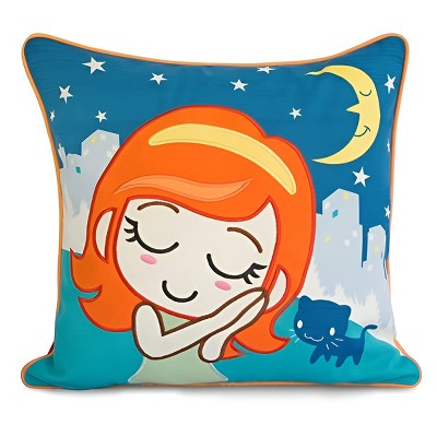 Slickblue Missing You Embroidered Pillow Cushion - Decorative Floor Cushion, 19.7x19.7 inches, Cotton Canvas
