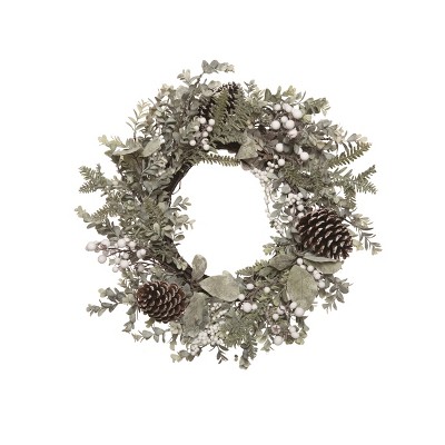 Transpac Artificial 20 in. Multicolor Christmas Pinecone with Berries Wreath