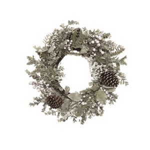 Transpac Artificial 20 in. Multicolor Christmas Pinecone with Berries Wreath - 1 of 2