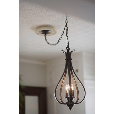 Monrovia Brushed Nickel 3-Light Pendant with Frosted Glass