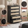 5 Drawer Dresser for Bedroom Wooden Spacious Storage Chest of Drawers with Wide Top Rattan Chest of Dressers Modern Wood Tall Dresser - 4 of 4
