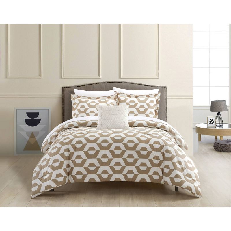 4pc Queen Myles Comforter Bedding Set Beige - Chic Home Design, 1 of 8