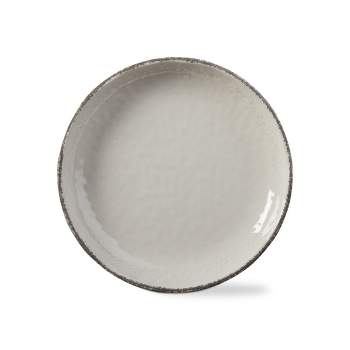 tagltd 10 in. Veranda Cracked Glazed Solid Melamine Plastic Dinnerware Plates Set of 4 Dishwasher Safe Indoor Outdoor Round Ivory