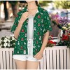 LA LEELA Women's Beach Funny Santa Claus Party Shirt Blouse Short Sleeve Tops Christmas Tree Hawaiian Gifts Shirts for Women - 4 of 4