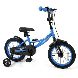 Costway 14" Kids Bike with Removable Training Wheels Adjustable Seat & Handlebar Handbrake - 1 of 4
