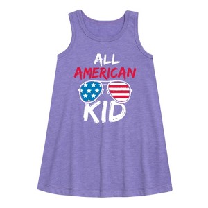 Girls' - Instant Message - All American Kid Graphic Sleeveless Aline Dress - 1 of 4