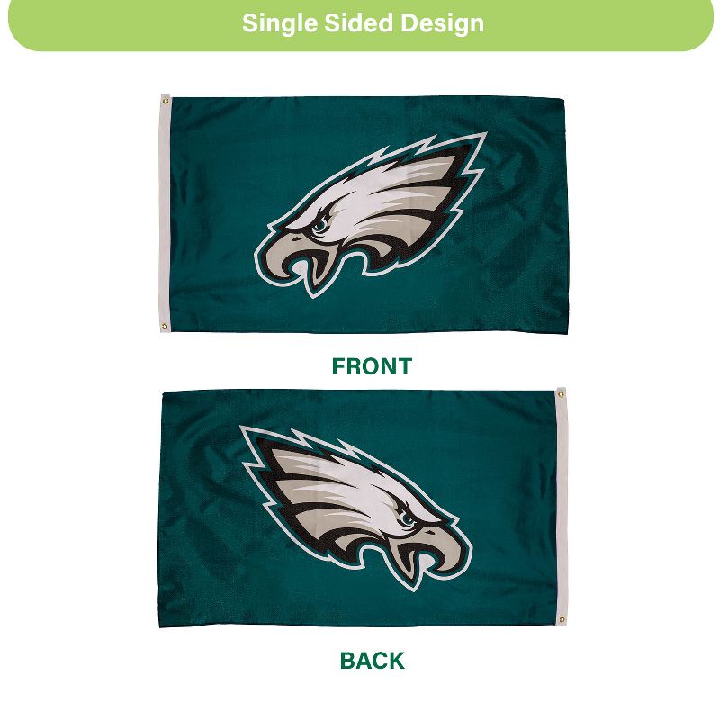 3'x5' Single Sided Flag w/ 2 Grommets, Philadelphia Eagles, 4 of 6