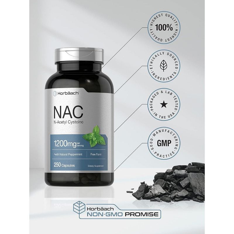 Horbaach NAC N-Acetyl Cysteine Supplement 1200mg | 250 Capsules, 5 of 8