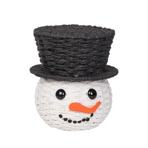 C&F Home Snowman Christmas Handwoven Candy Container Basket w/ Lid - 1 of 4
