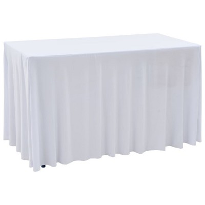 Aghana Digitals 2-Pack White Rectangular Table Covers, 90% Polyester 10% Spandex, 95.7x29.9x29.1in,
