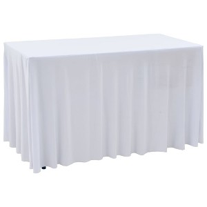 Aghana Digitals 2-Pack White Rectangular Table Covers, 90% Polyester 10% Spandex, 95.7x29.9x29.1in, - 1 of 4