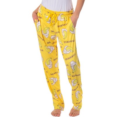 Bananya Women's Bananya Cat and Title All Over Print Lounge Pajama Pants  (2XL) Yellow