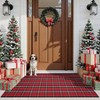 Outdoor Christmas Door Mat, 35x59, Red Black Plaid, Washable Cotton, Reversible, for Front Porch, Entryway, Kitchen - 2 of 4