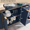 SinCiDo Sideboard Buffet Servers with 4 Doors & 3 Drawers, 60″W Luxury Fluted Kitchen Storage Cabinet with Faux Marble Tabletop - 3 of 4