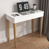Infurnic Makeup Vanity Table, Vanity Mirror Wood Legs and Flip Up High Definition Mirror, Girls Women Bedroom, White 32.91"*15.75"*29.53" - 2 of 4