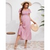 Clearlove Women's Summer Casual Short Sleeve Square Collar Elegant Hem Floral Dress - 2 of 4