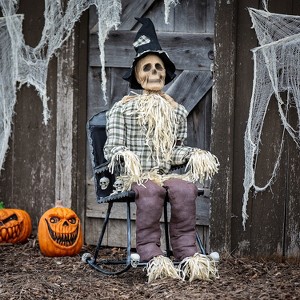 Morris Costumes 4 ft Animated Scarecrow in Rocking Chair Decoration - Multicolored - 1 of 3