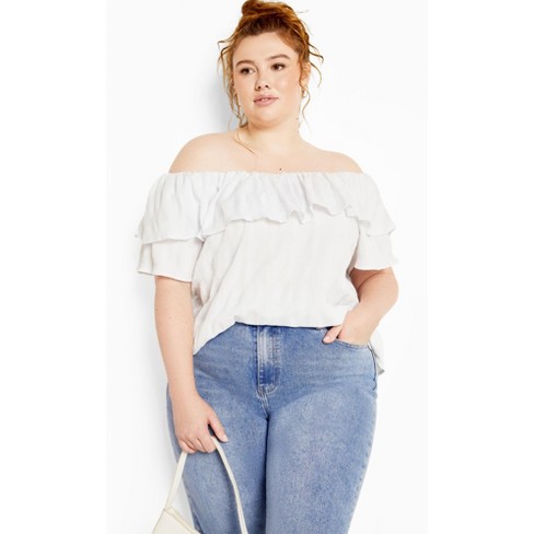 Women's Plus Size Christy Off Shoulder Top - white | CITY CHIC - image 1 of 4