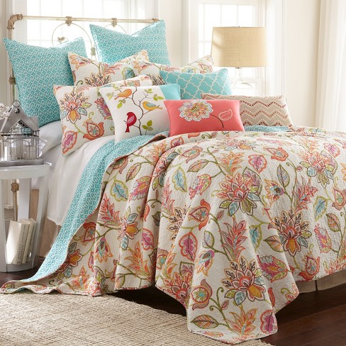 LEVTEX HOME Basel 3-piece Multicolored Floral Cotton Full/Queen