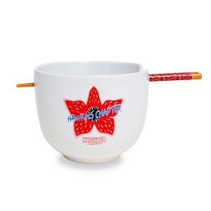 Silver Buffalo Stranger Things Demogorgon Hunting Crew 20-Ounce Ramen Bowl and Chopstick Set - 1 of 4
