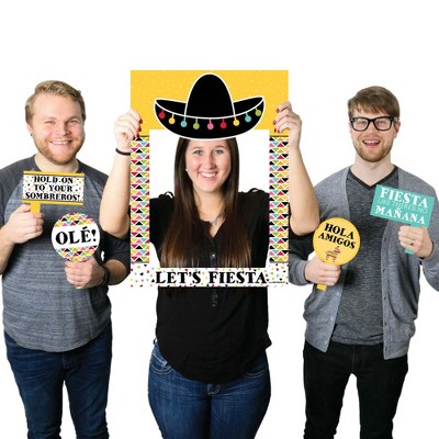 Big Dot of Happiness Let's Fiesta - Mexican Fiesta Selfie Photo Booth Picture Frame & Props - Printed on Sturdy Material