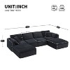 142'' U-Shaped Modular Sectional Sofa, Luxury Fully Compressed Couch with Ottomans & Cloud-Like Cushions - ModernLuxe - 3 of 4