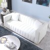 Standard Velvet Channel Chesterfield 3-Seater Sofa with Plush Multi-Density Foam Cushions, Bench Cushion and Rich Channeled Design - 3 of 4