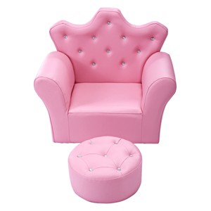 Infans Pink Kids Sofa Armrest Chair Couch Children Toddler Birthday Gift w/ Ottoman - 1 of 4