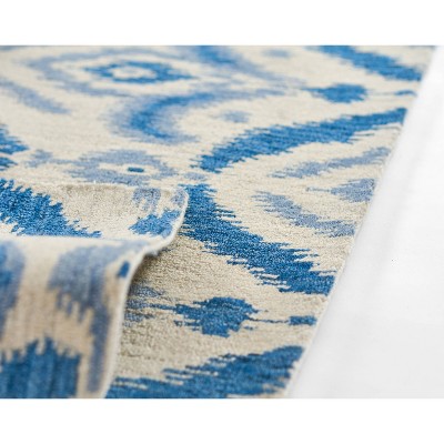 Blue and Beige Hand Tufted Wool Rug, 3'6" x 5'6"