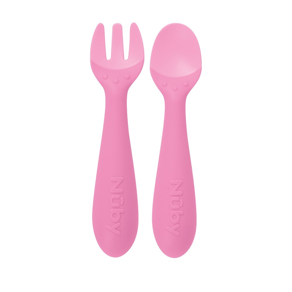 Photos - Other Appliances Nuby Fork and Spoon Set with Hilt - Pink 