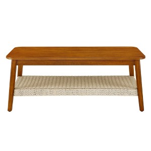 TiramisuBest Oak 36" Round Wooden Coffee Table, Stylish Living Room & Reception Room Table, Oak Finish, Durable MDF Construction - 1 of 4