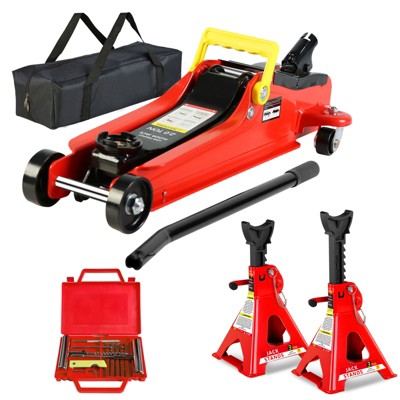 DSVIMOY Floor Jack, 2 Ton Low Profile Floor Jack, Floor Jack with Single Piston Quick Lift Pump, Red, 8.2"*7.2"*16.7"