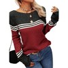 Imily Bela Women's Spring and Autumn Fashion Sweater, Color-Block Lightweight Striped Round Neck Trendy Pullover for Winter - 3 of 4