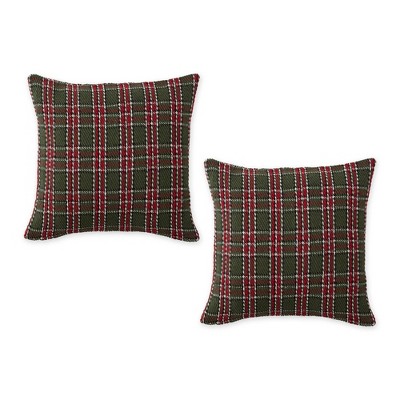 2pk 18"x18" Christmas Tree Plaid Recycled Cotton Square Throw Pillow Covers - Design Imports