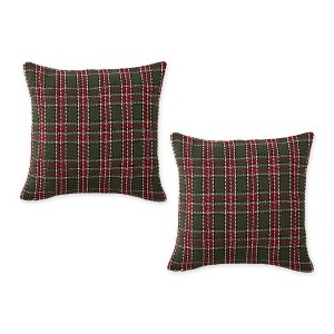 2pk 18"x18" Christmas Tree Plaid Recycled Cotton Square Throw Pillow Covers - Design Imports - 1 of 4