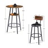 SKRAN Set of 3 Pub Table and Chairs Set, Round Counter Height Table and PU Bar Stools w/Storage Shelf for Breakfast Nook Small Bistro - 3 of 4